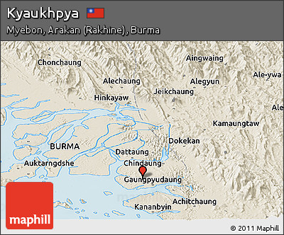 Shaded Relief Panoramic Map of Kyaukhpya