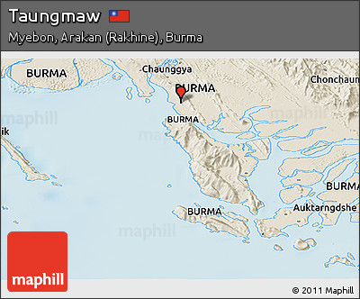 Shaded Relief Panoramic Map of Taungmaw