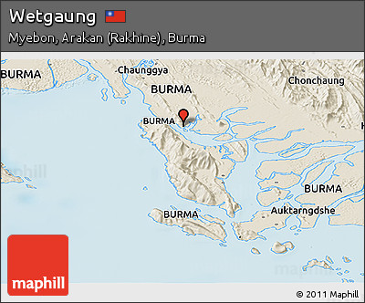 Shaded Relief Panoramic Map of Wetgaung