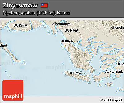 Shaded Relief Panoramic Map of Zinyawmaw