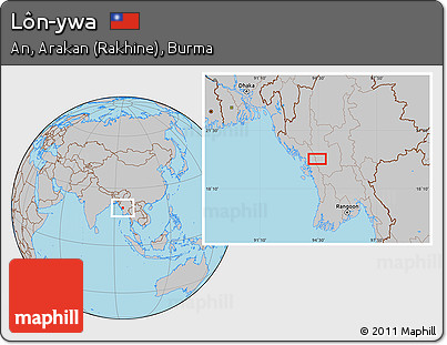 Gray Location Map of Lôn-ywa