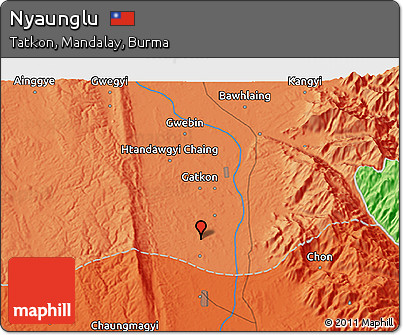 Political 3D Map of Nyaunglu