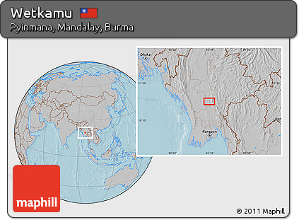 Gray Location Map of Wetkamu, hill shading