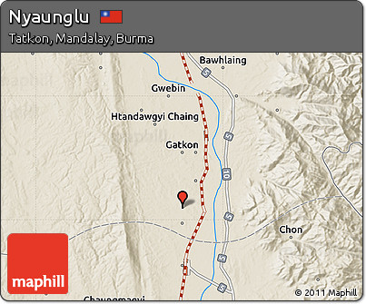 Shaded Relief Map of Nyaunglu