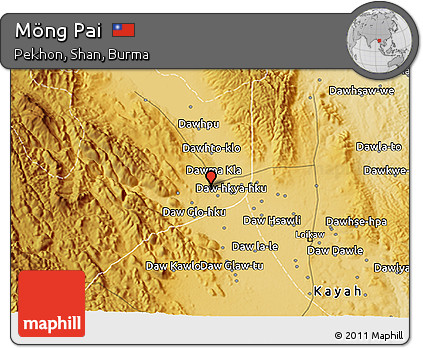 Physical 3D Map of Möng Pai