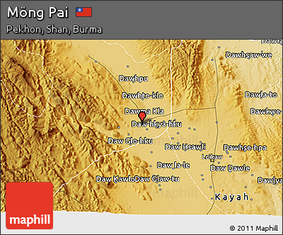 Physical 3D Map of Möng Pai