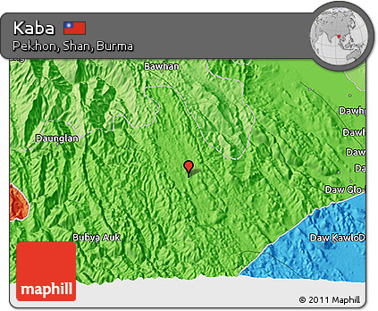 Political 3D Map of Kaba