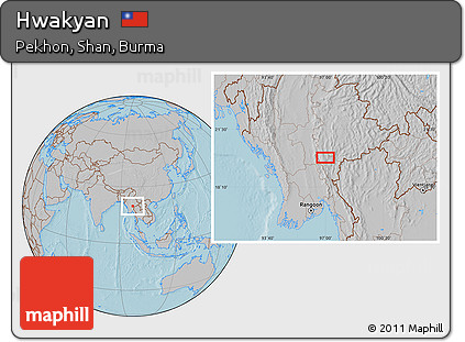 Gray Location Map of Hwakyan, hill shading