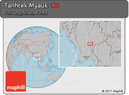 Gray Location Map of Tanhtek Myauk, hill shading