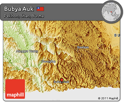 Physical Panoramic Map of Bubya Auk