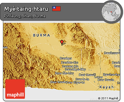 Physical Panoramic Map of Myè-taing-htaru