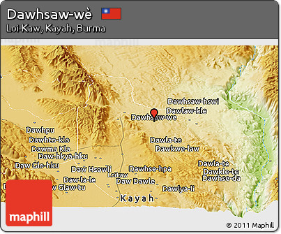 Physical Panoramic Map of Dawhsaw-wè