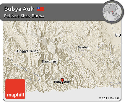 Shaded Relief Panoramic Map of Bubya Auk