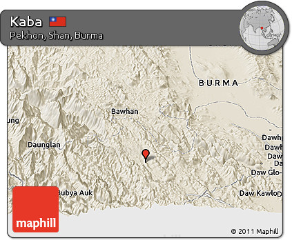 Shaded Relief Panoramic Map of Kaba