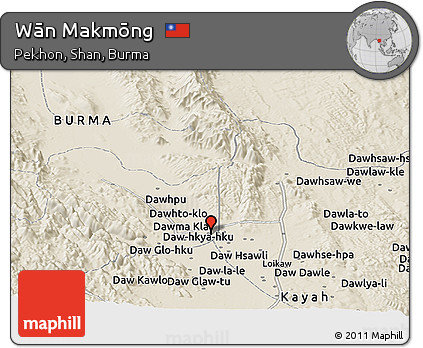 Shaded Relief Panoramic Map of Wān Makmōng