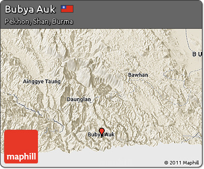 Shaded Relief Panoramic Map of Bubya Auk