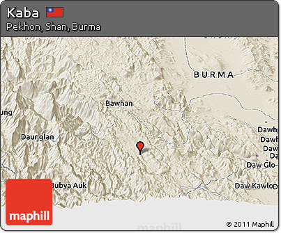 Shaded Relief Panoramic Map of Kaba