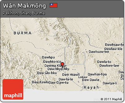 Shaded Relief Panoramic Map of Wān Makmōng