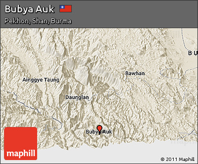 Shaded Relief Panoramic Map of Bubya Auk