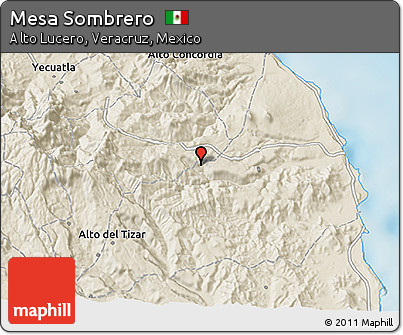 Shaded Relief 3D Map of Mesa Sombrero