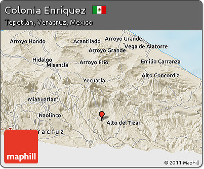 Shaded Relief Panoramic Map of Colonia Enríquez