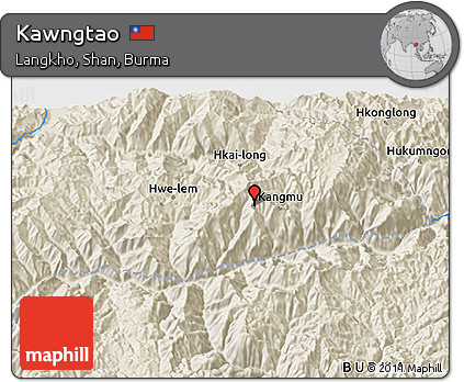 Shaded Relief 3D Map of Kawngtao