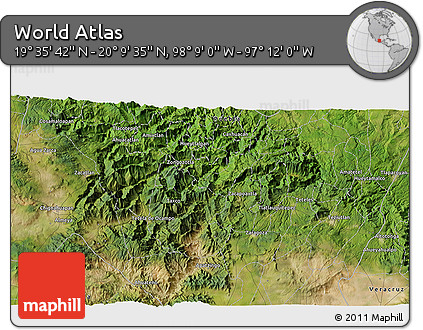 Satellite 3D Map of the Area around 19° 52' 38" N, 97° 40' 30" W