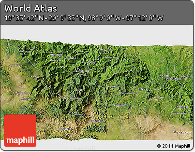 Satellite 3D Map of the Area around 19° 52' 38" N, 97° 40' 30" W