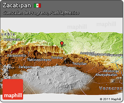 Physical Panoramic Map of Zacatipan