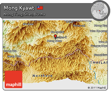 Physical Panoramic Map of Möng Kyawt