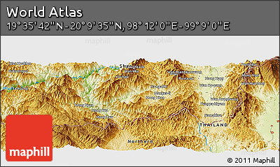 Physical Panoramic Map of the Area around 19° 52' 38" N, 98° 40' 30" E