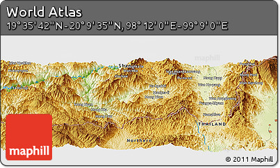 Physical Panoramic Map of the Area around 19° 52' 38" N, 98° 40' 30" E