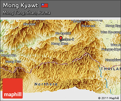 Physical Panoramic Map of Möng Kyawt