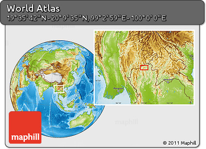 Physical Location Map of the Area around 19° 52' 38" N, 99° 31' 30" E