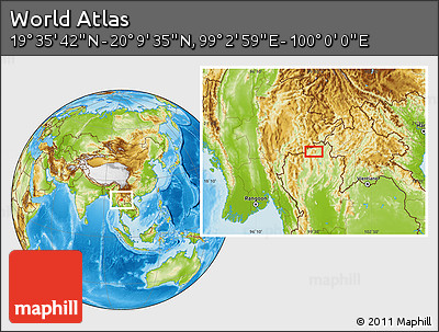 Physical Location Map of the Area around 19° 52' 38" N, 99° 31' 30" E