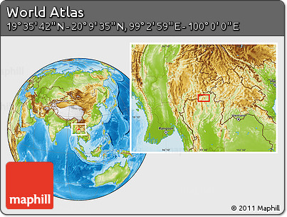 Physical Location Map of the Area around 19° 52' 38" N, 99° 31' 30" E