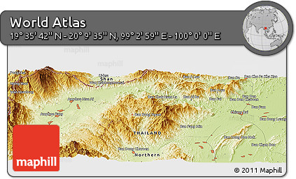 Physical Panoramic Map of the Area around 19° 52' 38" N, 99° 31' 30" E