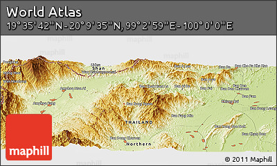 Physical Panoramic Map of the Area around 19° 52' 38" N, 99° 31' 30" E