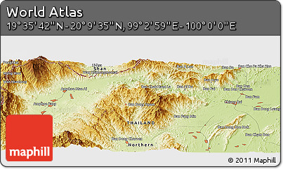 Physical Panoramic Map of the Area around 19° 52' 38" N, 99° 31' 30" E