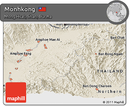 Shaded Relief Panoramic Map of Mönhköng