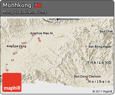 Shaded Relief Panoramic Map of Mönhköng