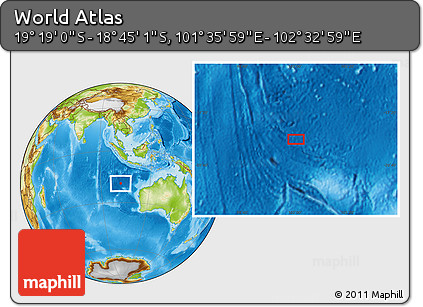 Physical Location Map of the Area around 19° 2' 1" S, 102° 4' 29" E