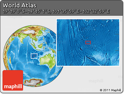 Physical Location Map of the Area around 19° 2' 1" S, 102° 4' 29" E