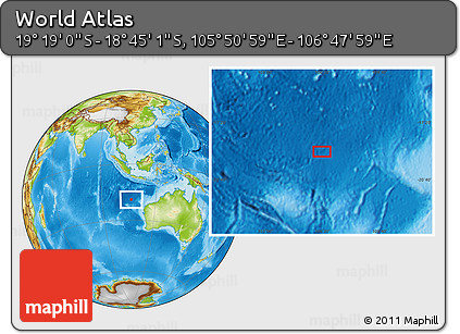 Physical Location Map of the Area around 19° 2' 1" S, 106° 19' 29" E