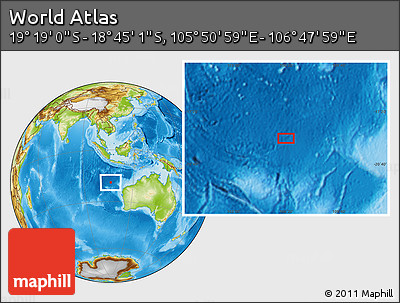 Physical Location Map of the Area around 19° 2' 1" S, 106° 19' 29" E