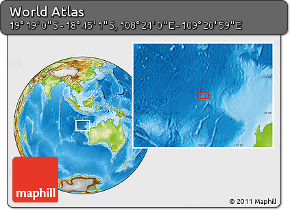 Physical Location Map of the Area around 19° 2' 1" S, 108° 52' 30" E