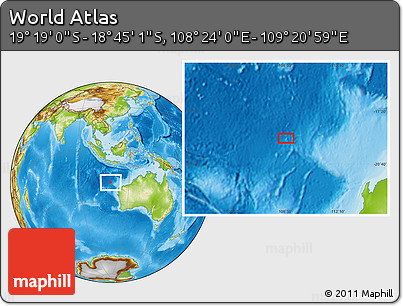 Physical Location Map of the Area around 19° 2' 1" S, 108° 52' 30" E
