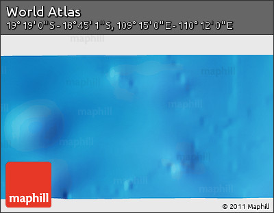 Physical 3D Map of the Area around 19° 2' 1" S, 109° 43' 29" E