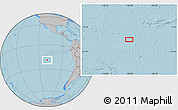 Gray Location Map of the area around 19° 2' 1" S, 109° 34' 29" W, hill shading
