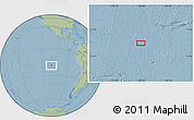 Savanna Style Location Map of the area around 19° 2' 1" S, 109° 34' 29" W, hill shading